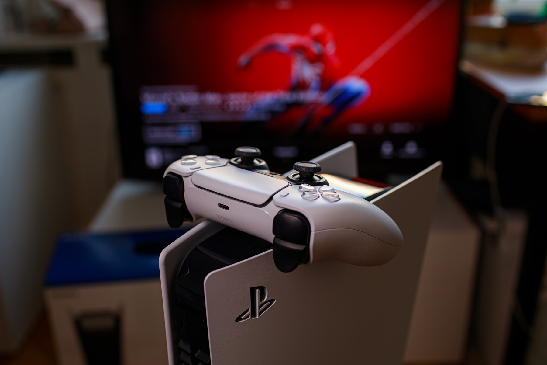 A PlayStation 5 set up to play some video games