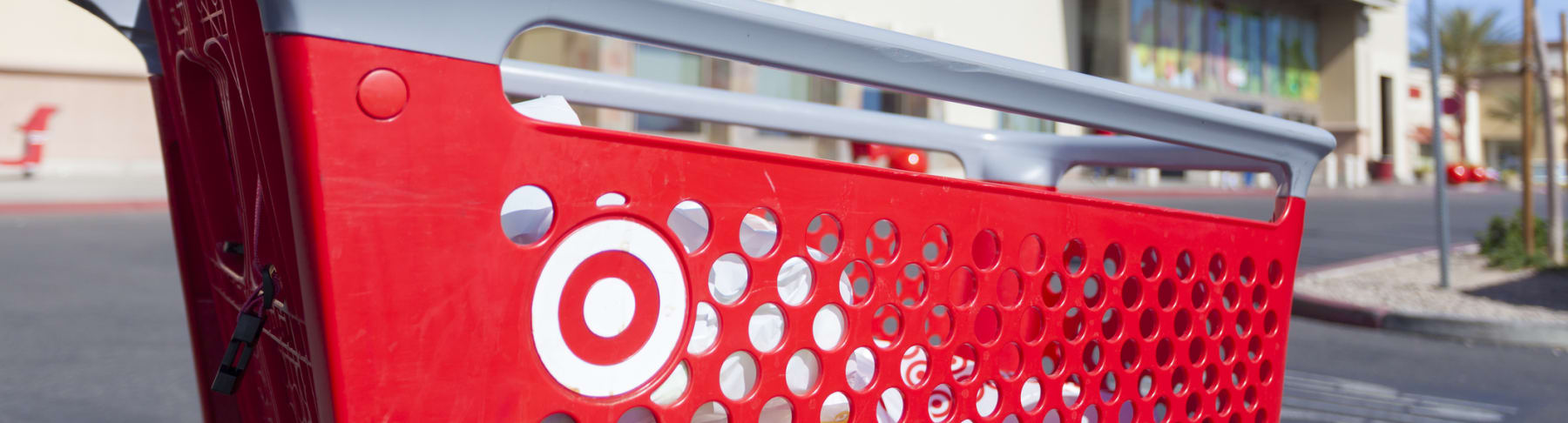 Target shopping cart in front of store.