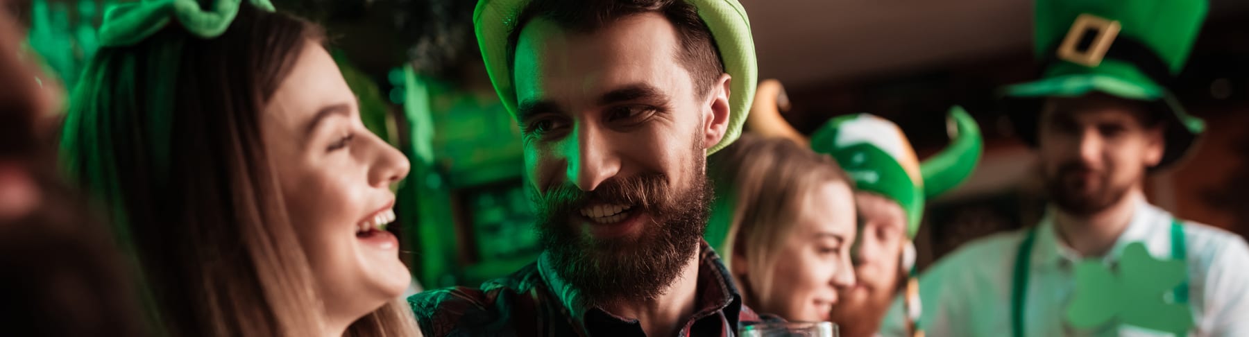 Group of young people celebrate St. Patrick's Day.