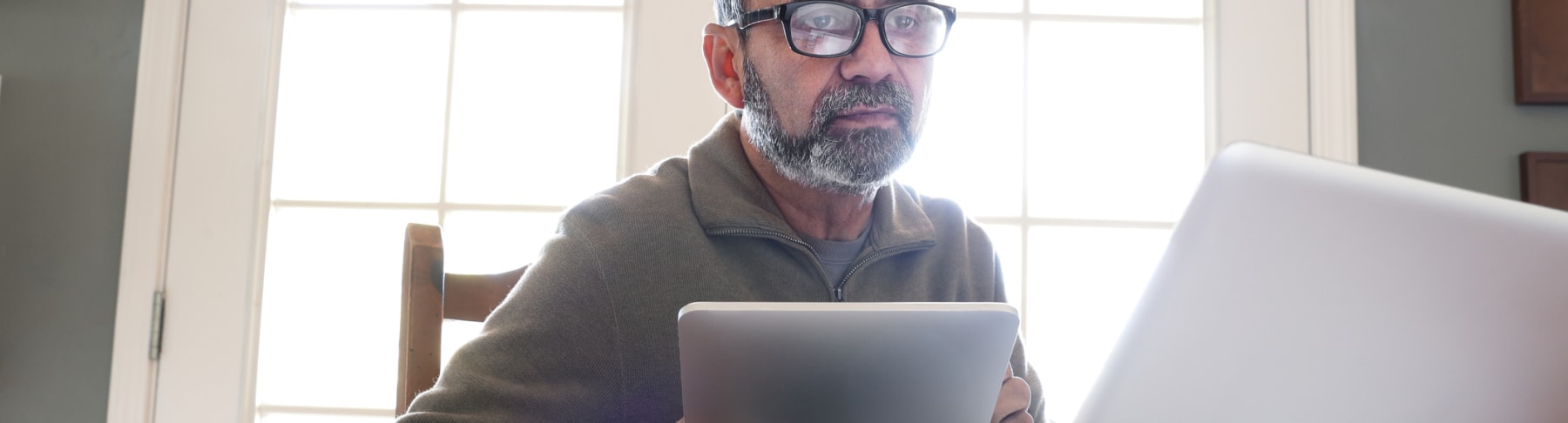 man working from home
