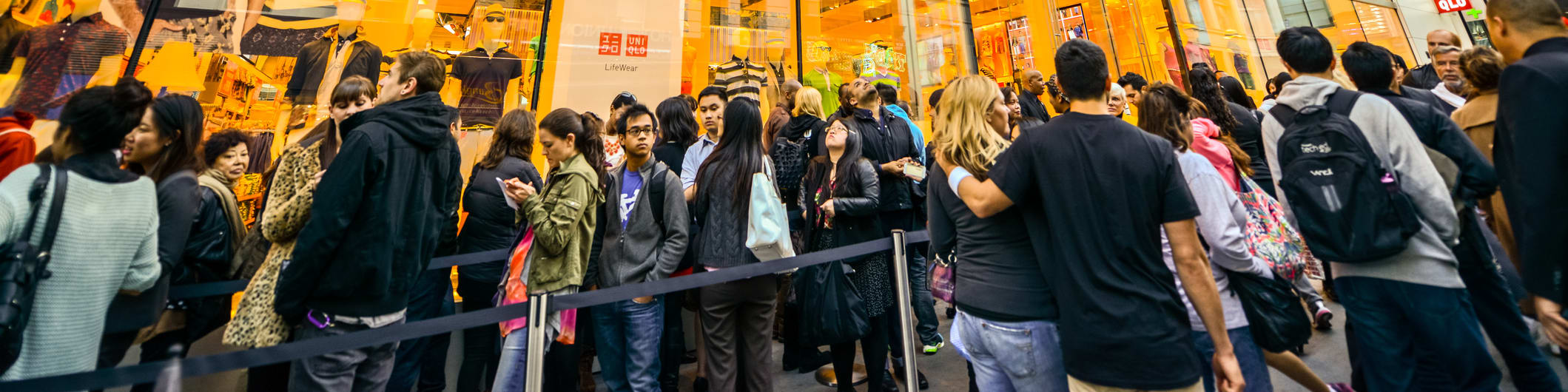 people lined up outside store