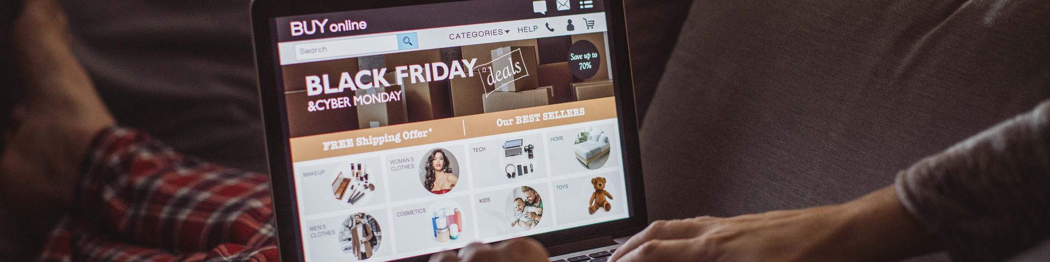 Black Friday shopping on laptop