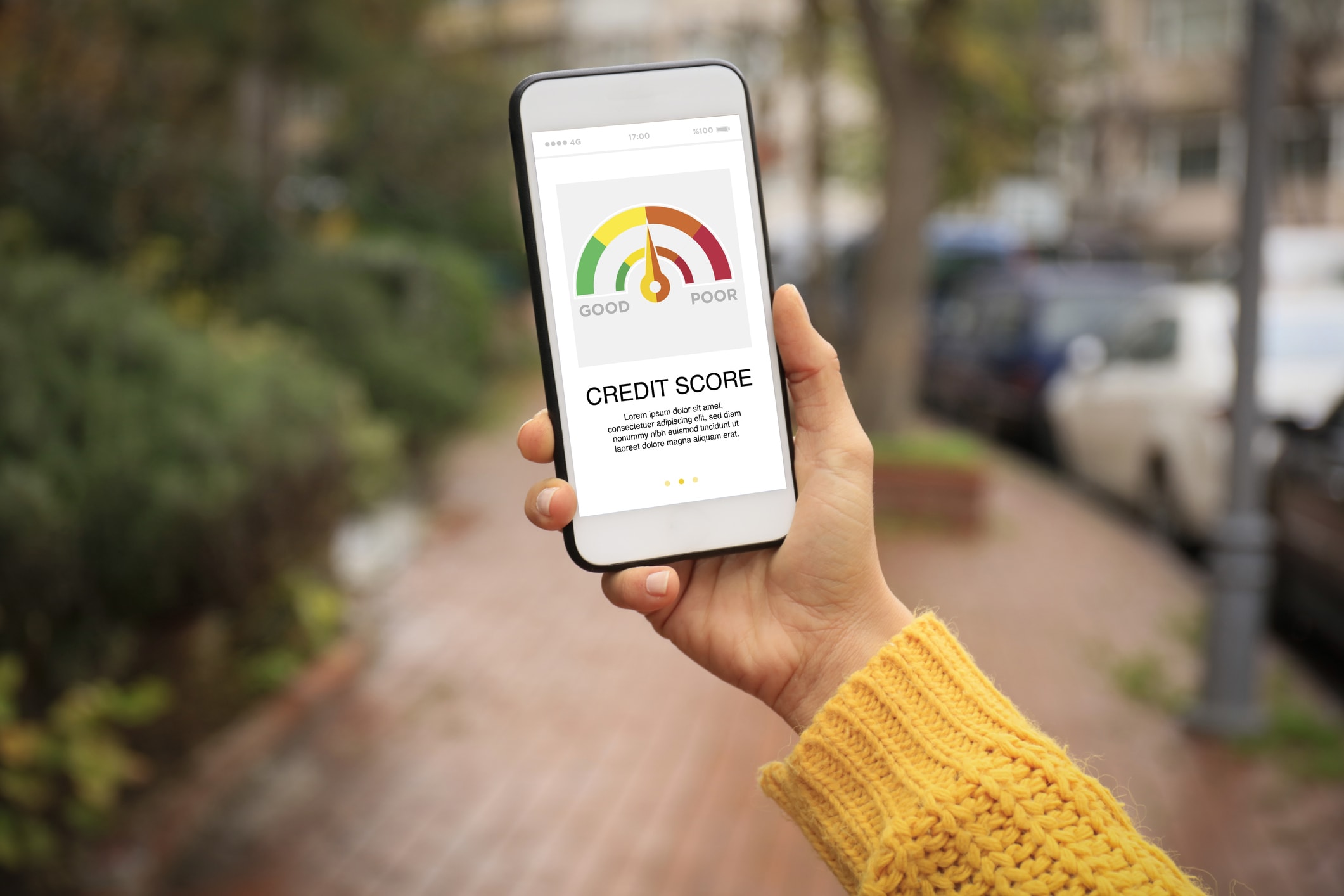credit score on phone screen
