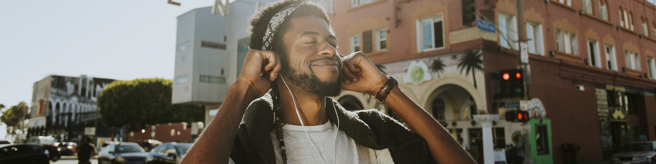 man wearing headphones