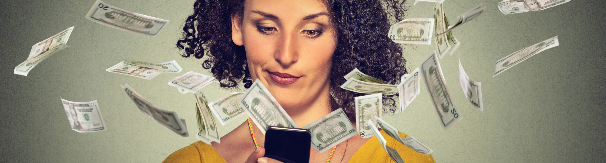 money flying out of phone