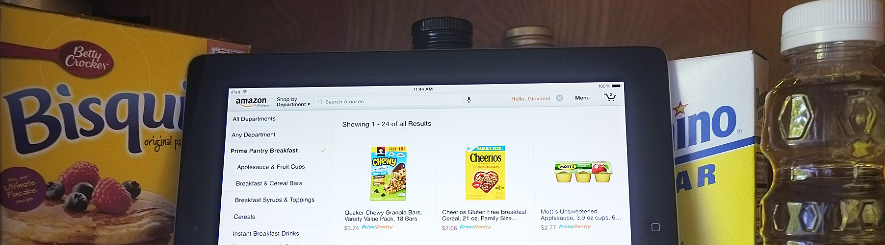 Prime Pantry on tablet