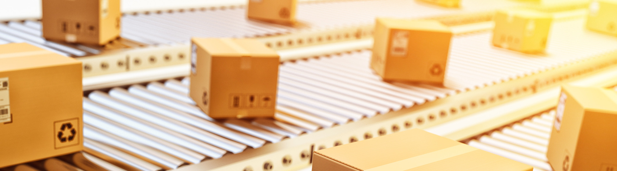 boxes on factory line