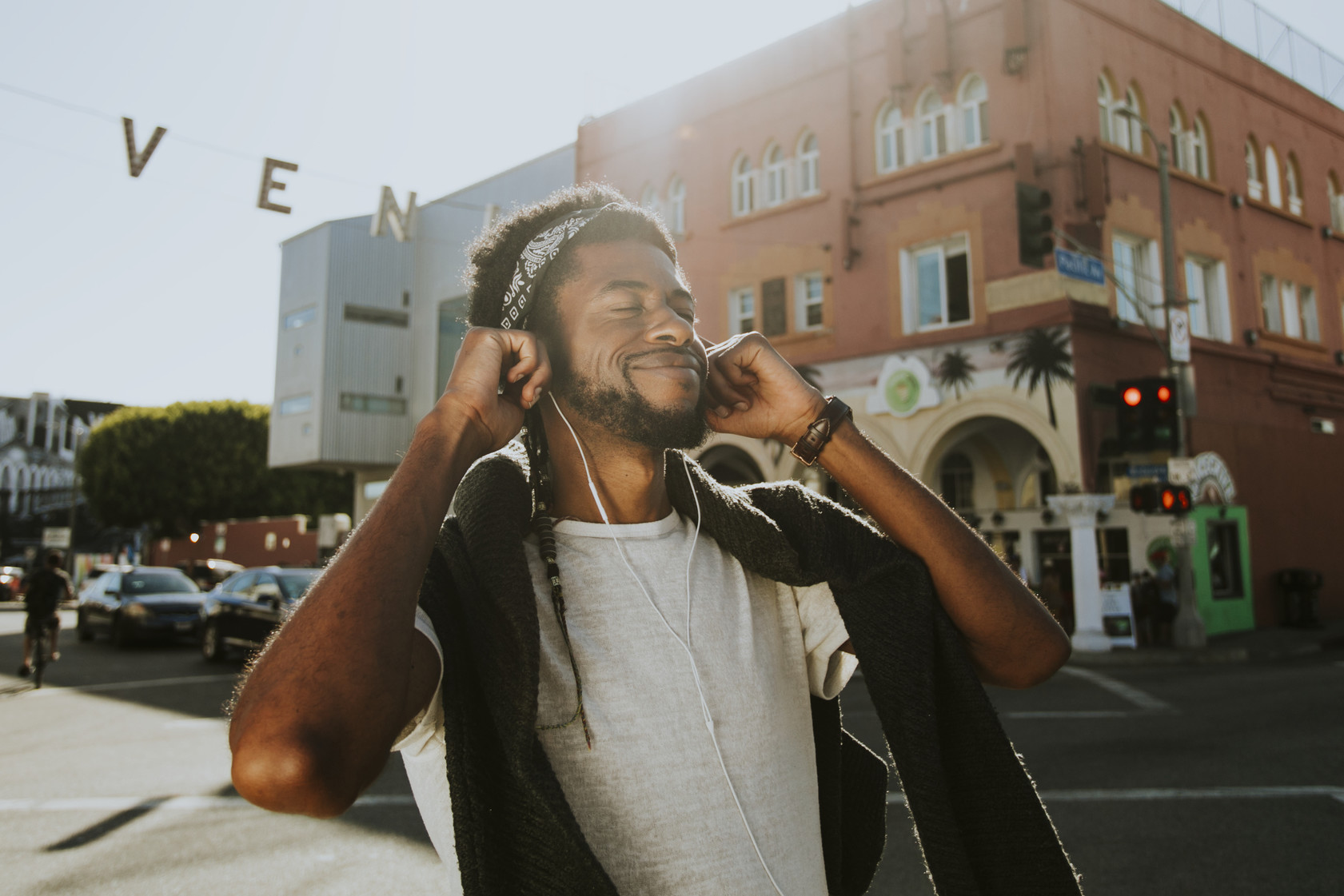 man wearing headphones