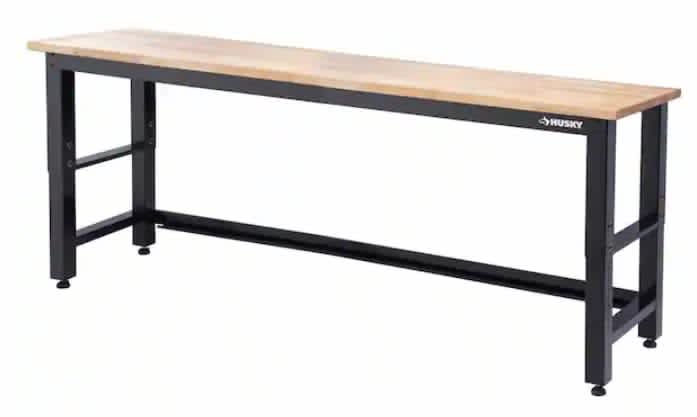 Husky 8 ft. Adjustable Height Solid Wood Top Workbench