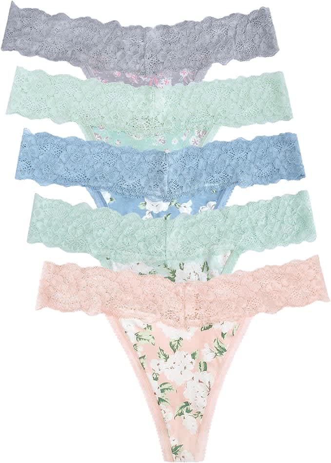 Seamless Lace Thong 5-Pack