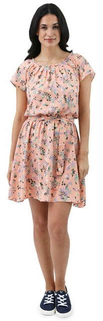 Chaps Women's Pleat Neck Crepe Dress