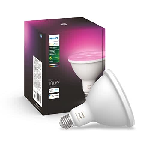 Philips Hue Smart 100W PAR38 LED Bulb - White and Color Ambiance Color-Changing Light - 1 Pack -