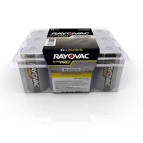 Rayovac Batteries ALD-12PPJ UltraPro Industrial Alkaline Battery, D Size, Standard, Black (Pack of