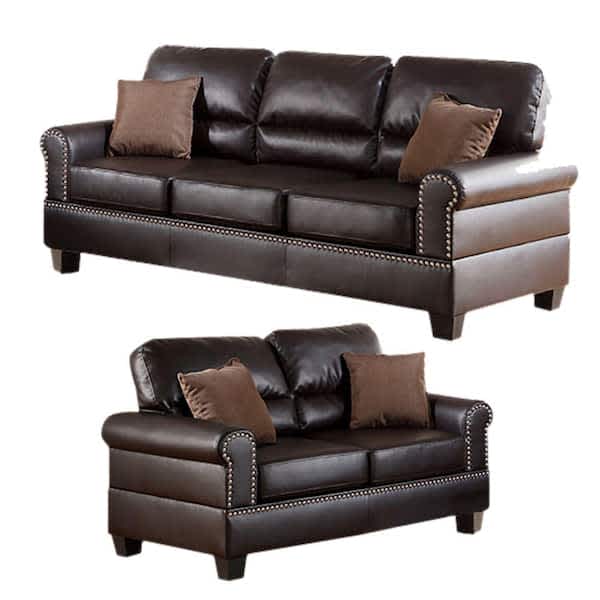 Benjara Round Arm 2-Piece Sofa Set