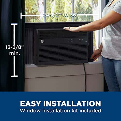 GE Window Air Conditioner 8000 BTU, Wi-Fi Enabled, Black, Energy-Efficient Cooling for Medium