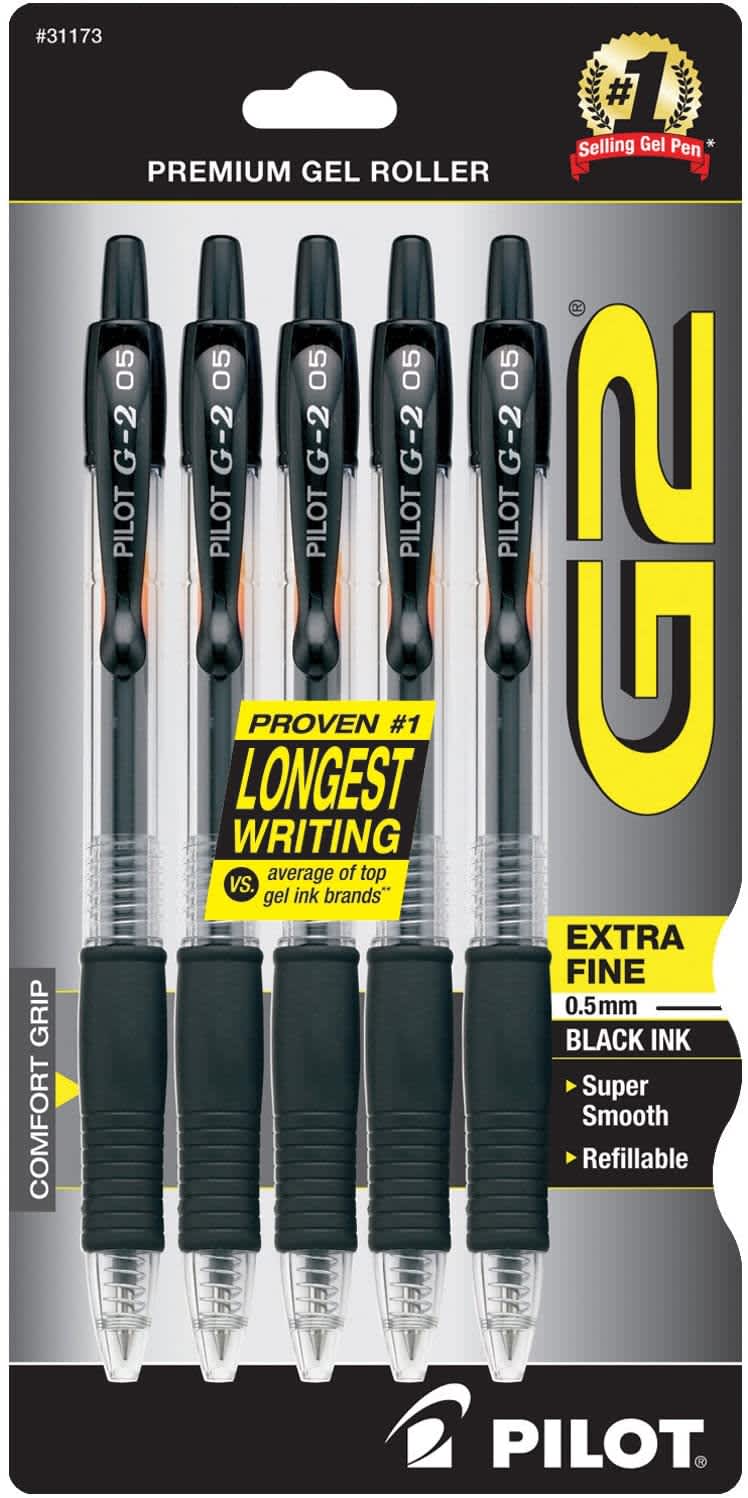 Pilot G2 Premium Gel Roller Pen 5-Pack