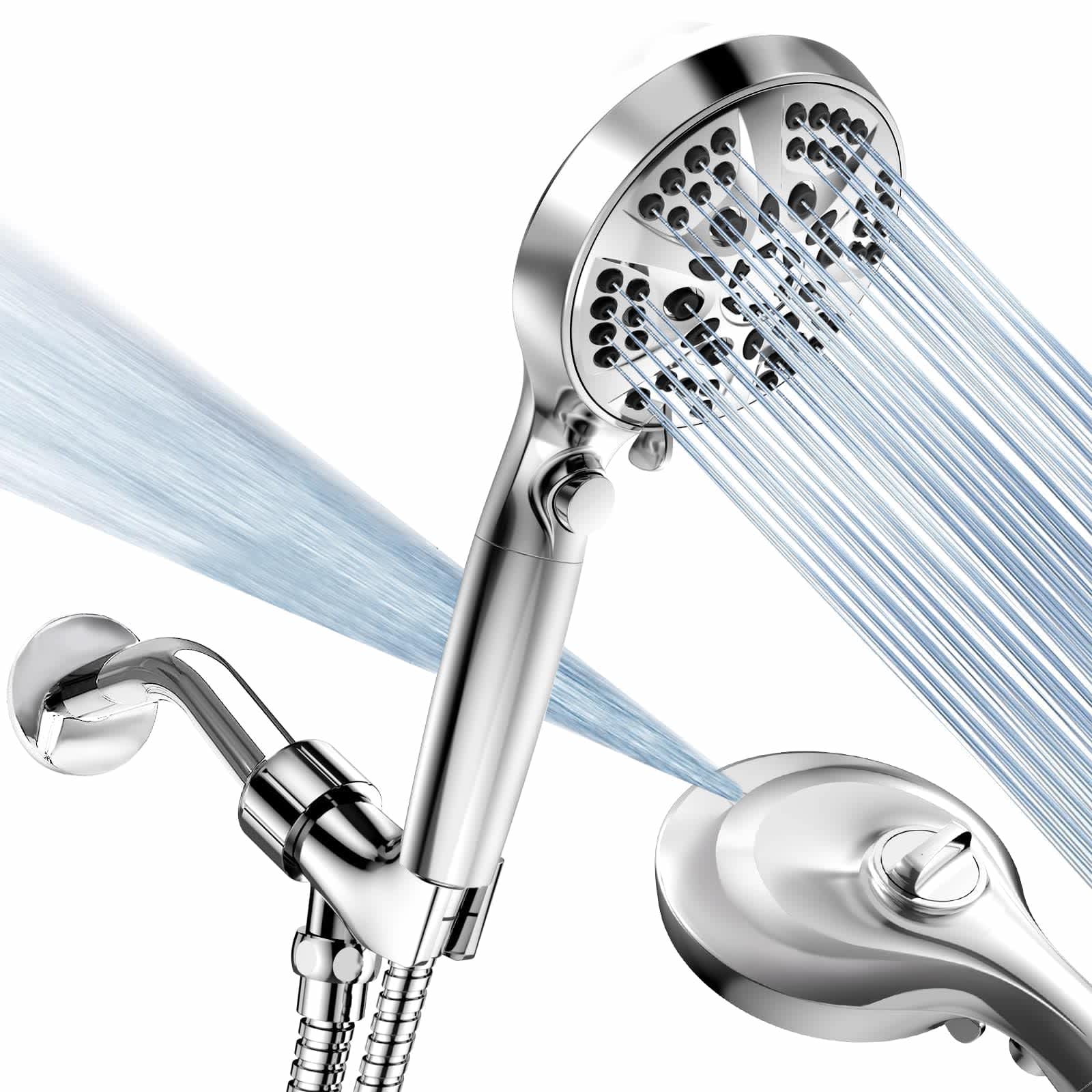 ROOSSI High Pressure 10-mode Handheld Shower Head Set with 60" Hose