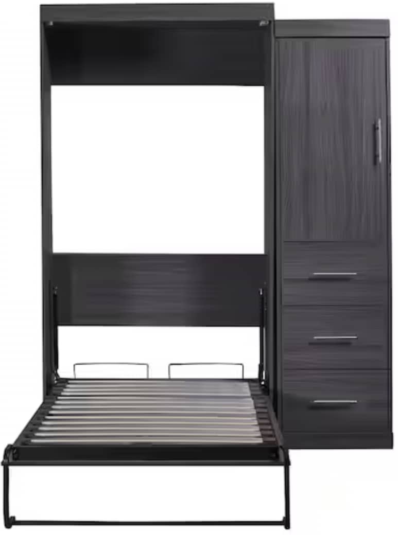Twin Murphy Bed w/ Wardrobe & 3-Drawer Storage
