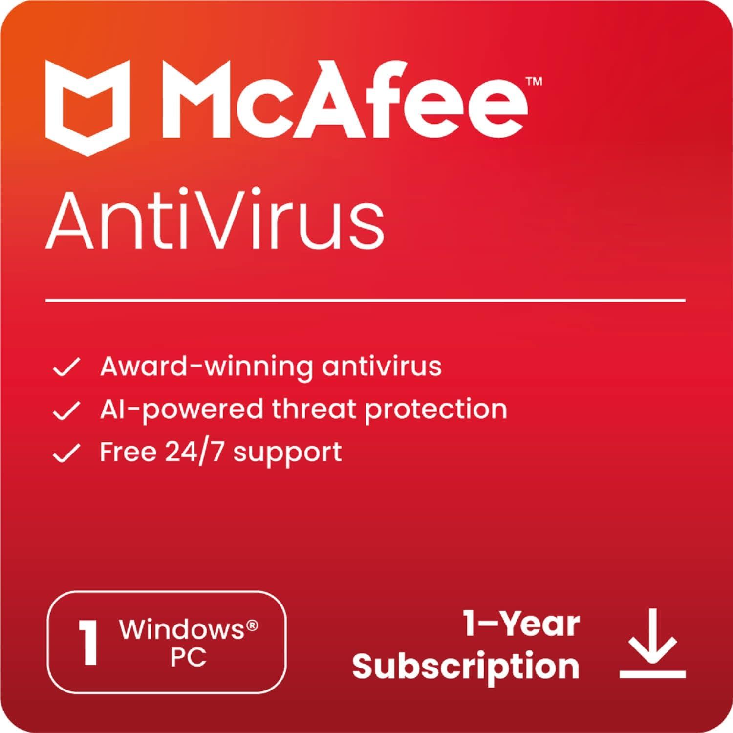 McAfee AntiVirus Protection 2024 Ready 1-Year Subscription