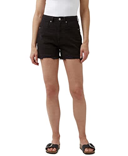 Buffalo David Bitton Women's Joanna Super High Rise Denim Shorts, Black