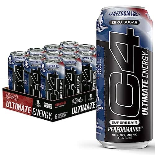 Cellucor C4 Ultimate x Wounded Warrior Project Sugar Free Energy Drink Freedom Ice | 16oz (Pack of 12) | Pre