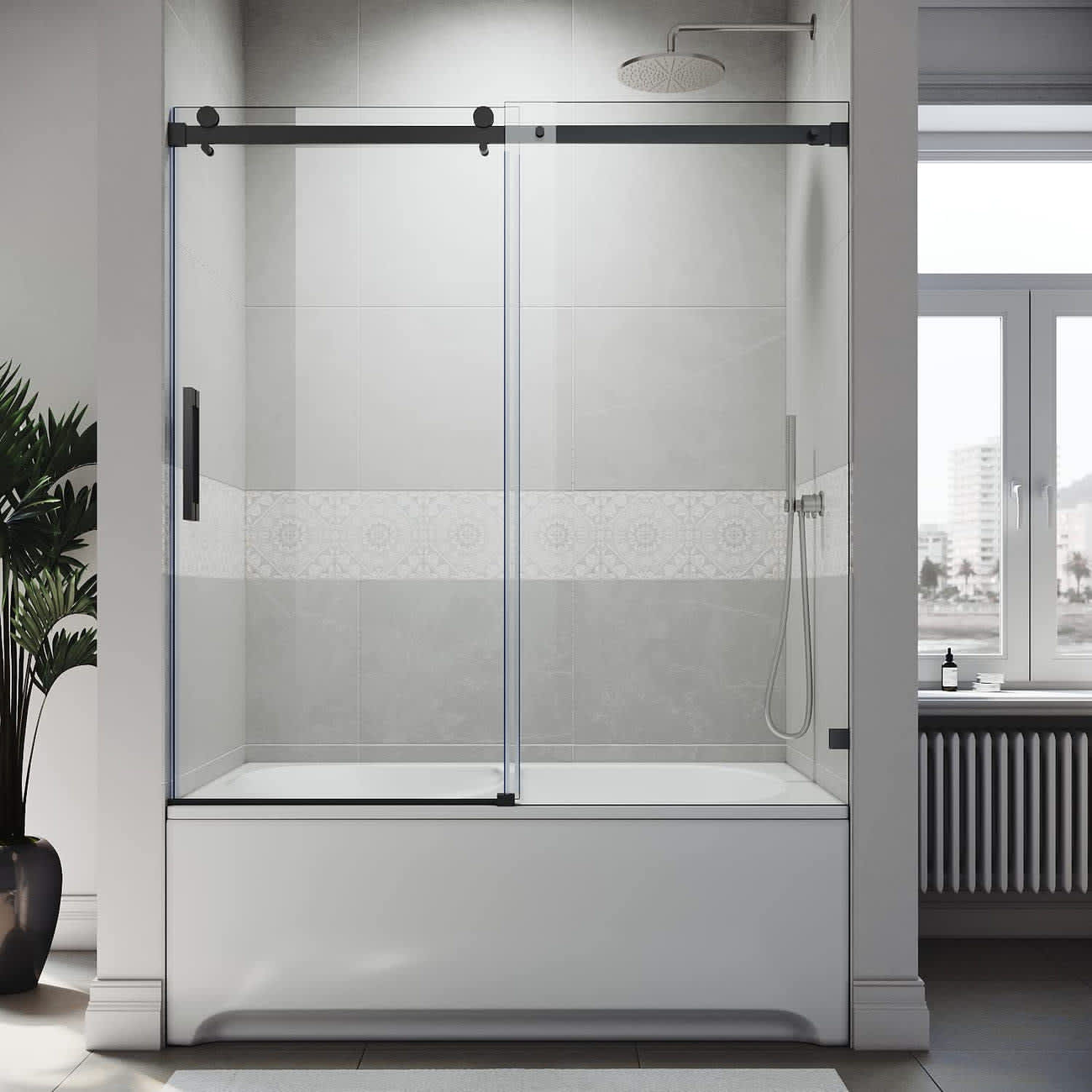 Sunny Shower 60" x 62" Frameless Bathtub Sliding Doors