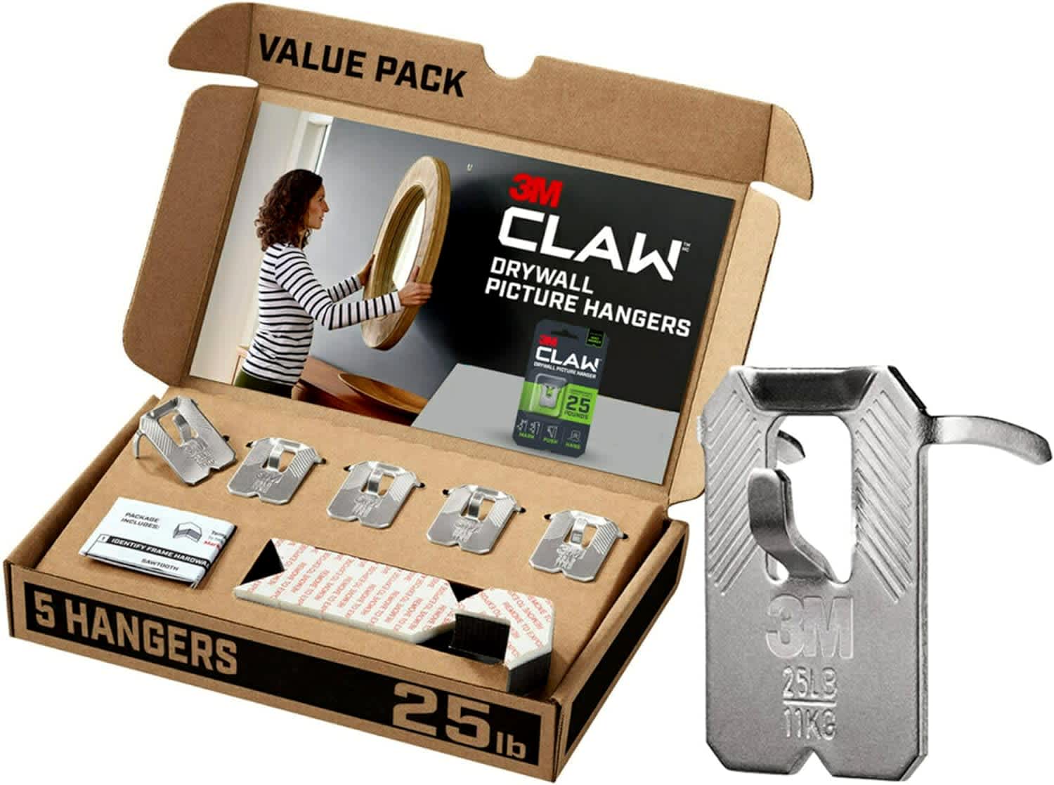 3M Claw 25 lb. Drywall Picture Hanger 5-Pack