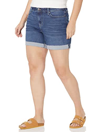 Calvin Klein Women's Plus Size High Rise Loose Fit 5-Pocket Styling Shorts, Santa Monica, 24W