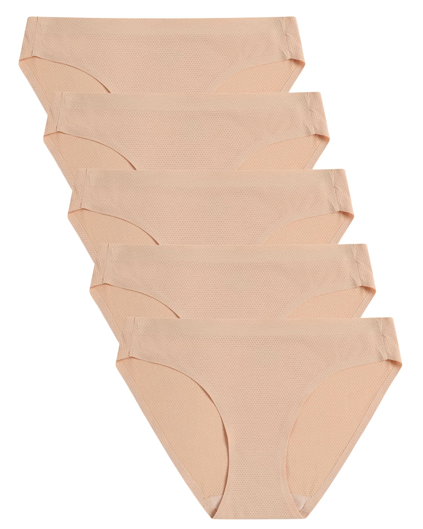 Voenxe Women's Seamless Bikini Underwear 5-Pack