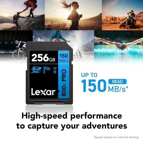 Lexar 256GB High-Performance 800x PRO SDXC UHS-I Memory Card, C10, U3, V30, 4K UHD Video, Up to