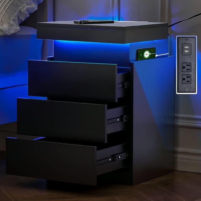 3-Drawer LED Nightsand