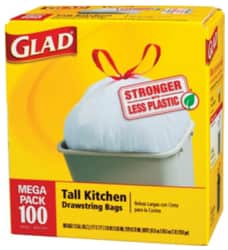 100 Glad 13-Gallon Trash Bags for $10