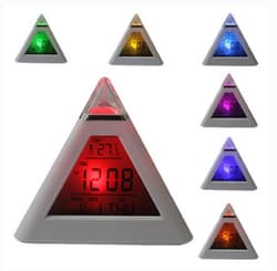 7-LED Color-Changing Pyramid Alarm Clock $4