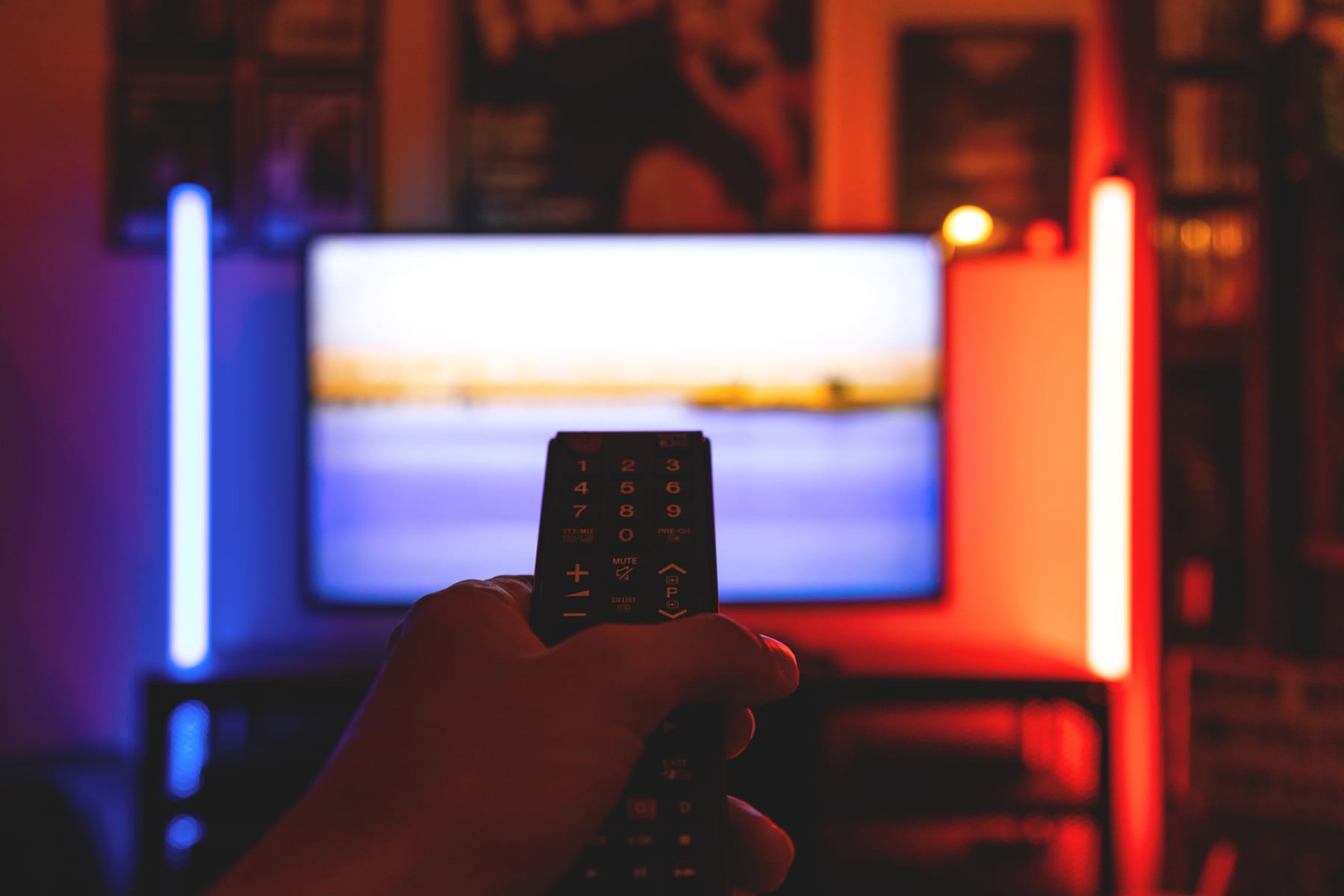 remote in front of TV