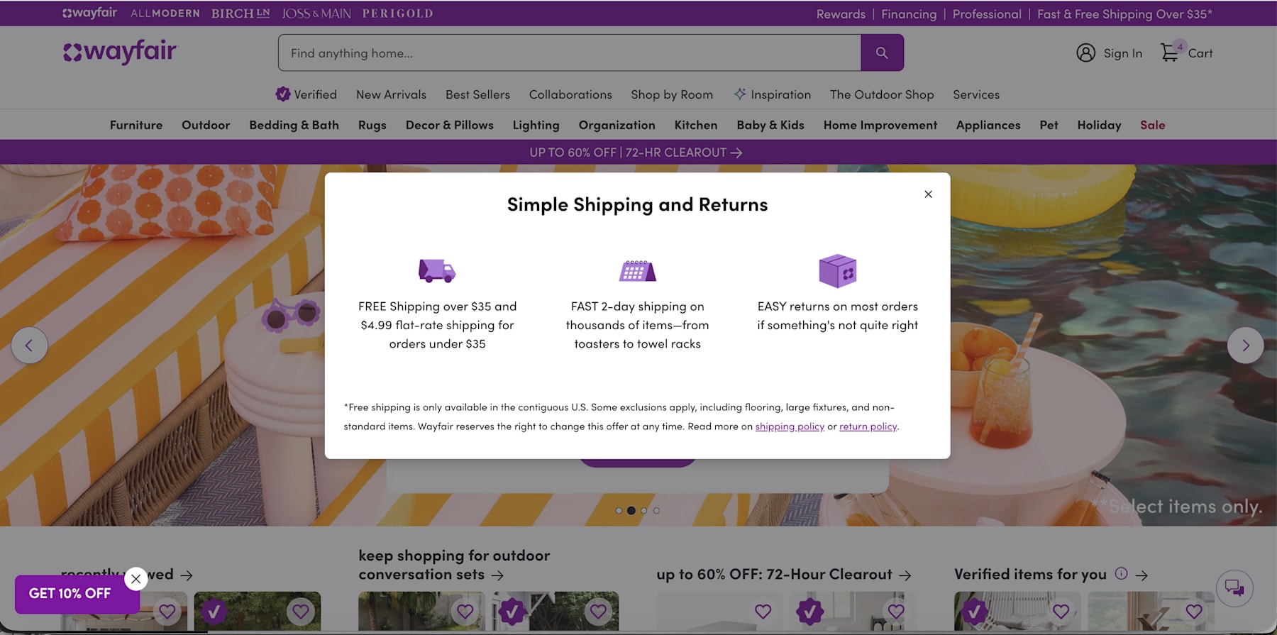 Homepage Wayfair free shipping