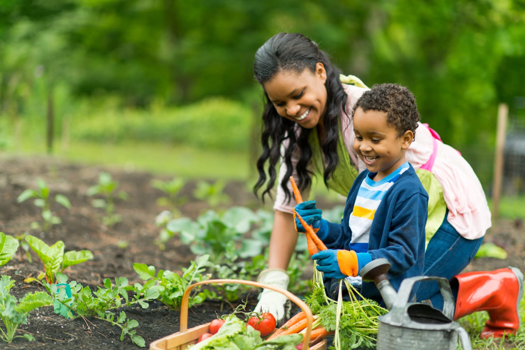 adult and child gardening