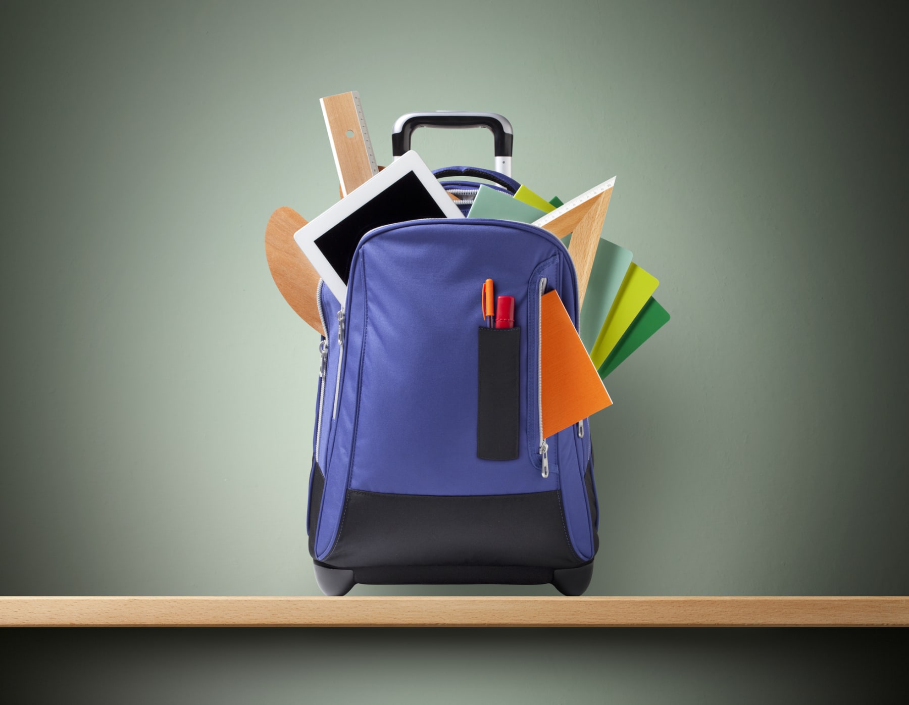 school supplies inside of backpack