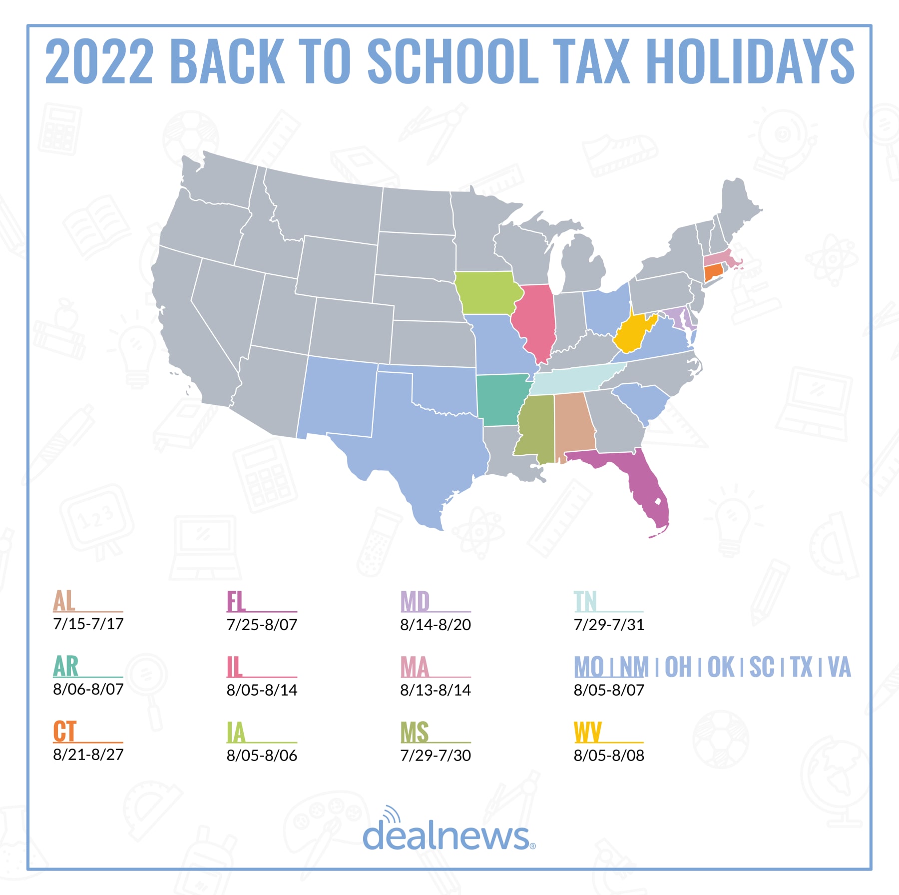 2022 Back to School tax holidays