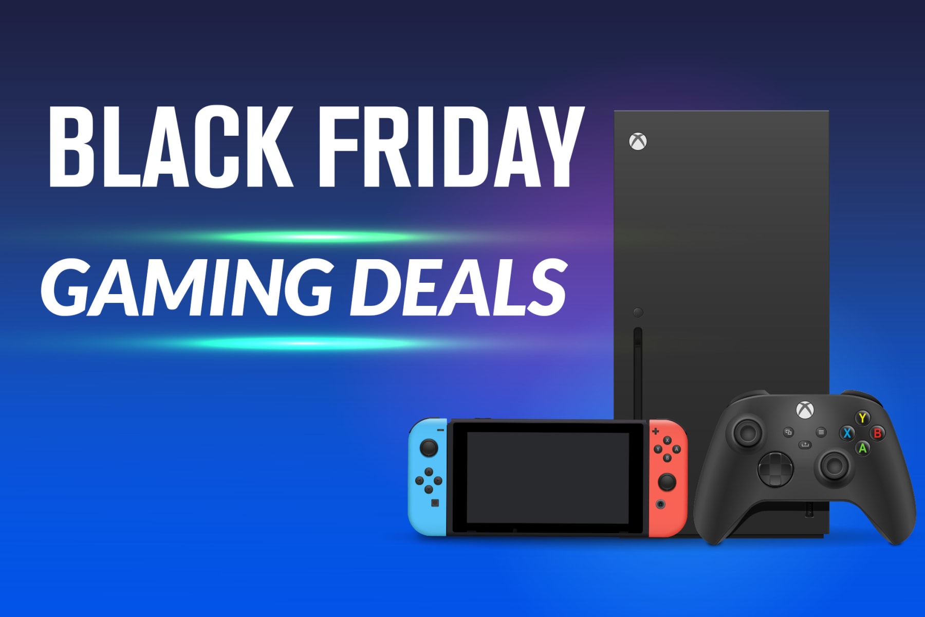 consoles next to Black Friday gaming deals text