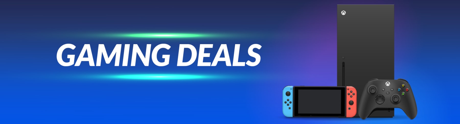gaming devices next to text reading Gaming Deals