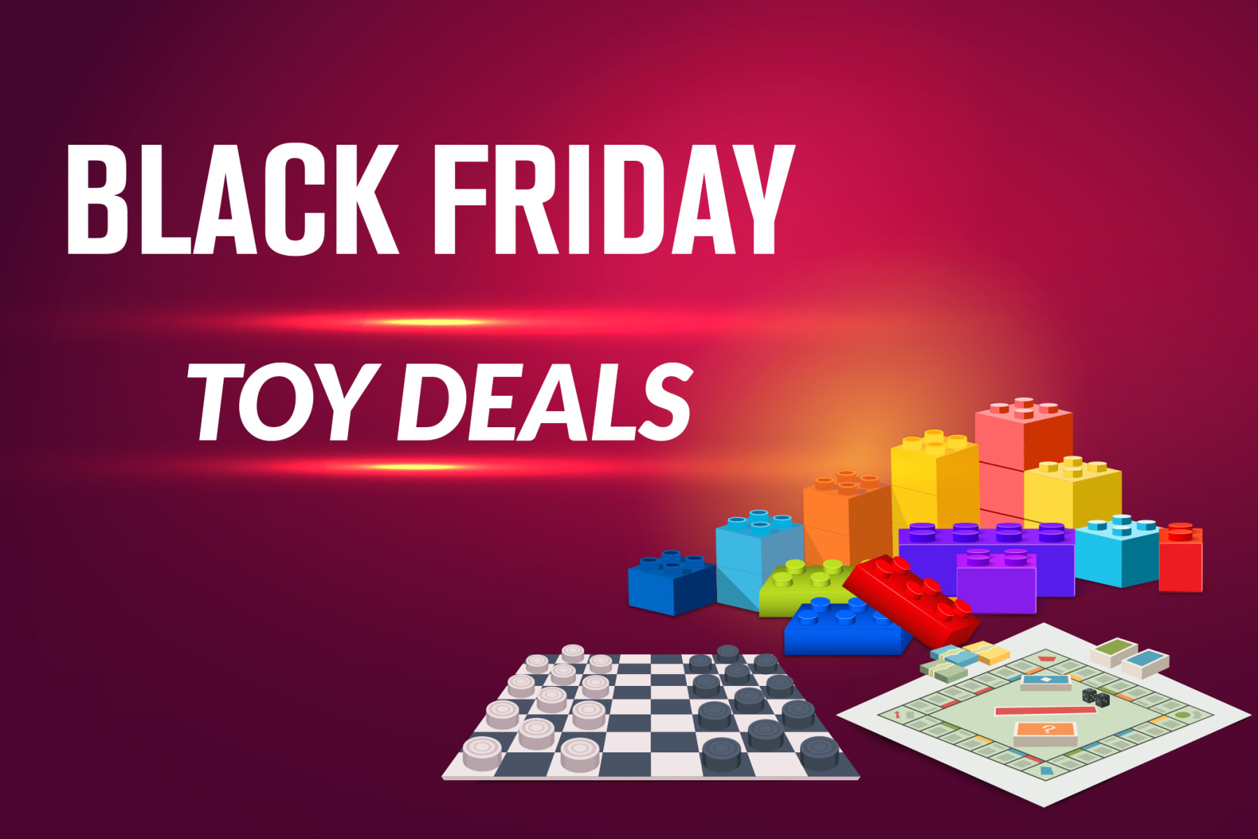 games and LEGO bricks next to Black Friday Toy Deals text