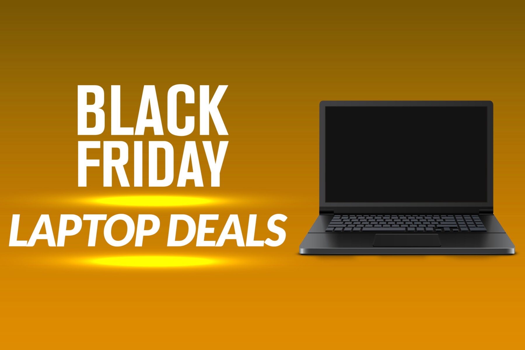Laptop sits next to text that reads Black Friday Laptop Deals.