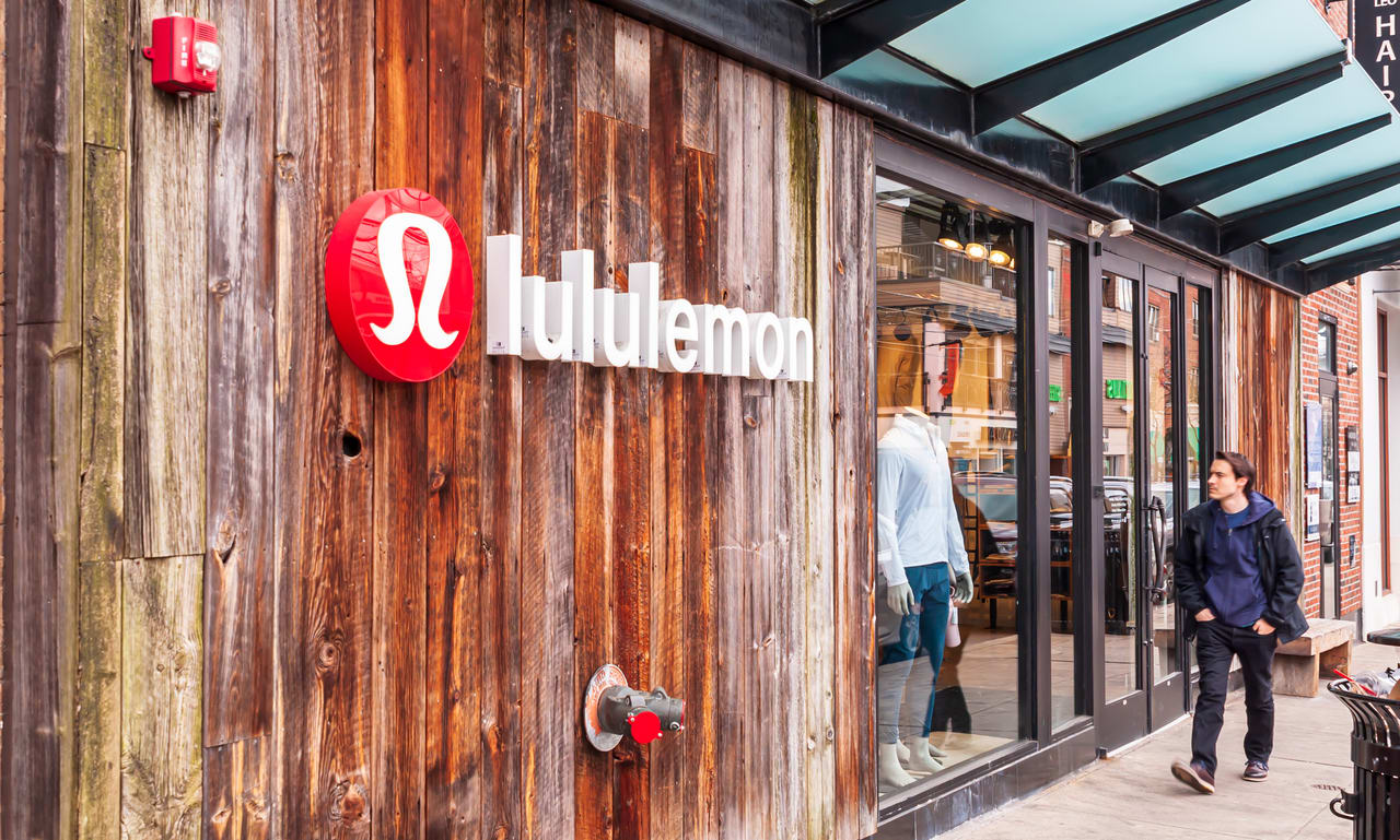 lululemon store with a man walking in front of it