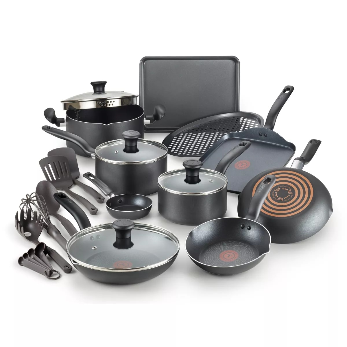 A cookware set of various cooking thingys.