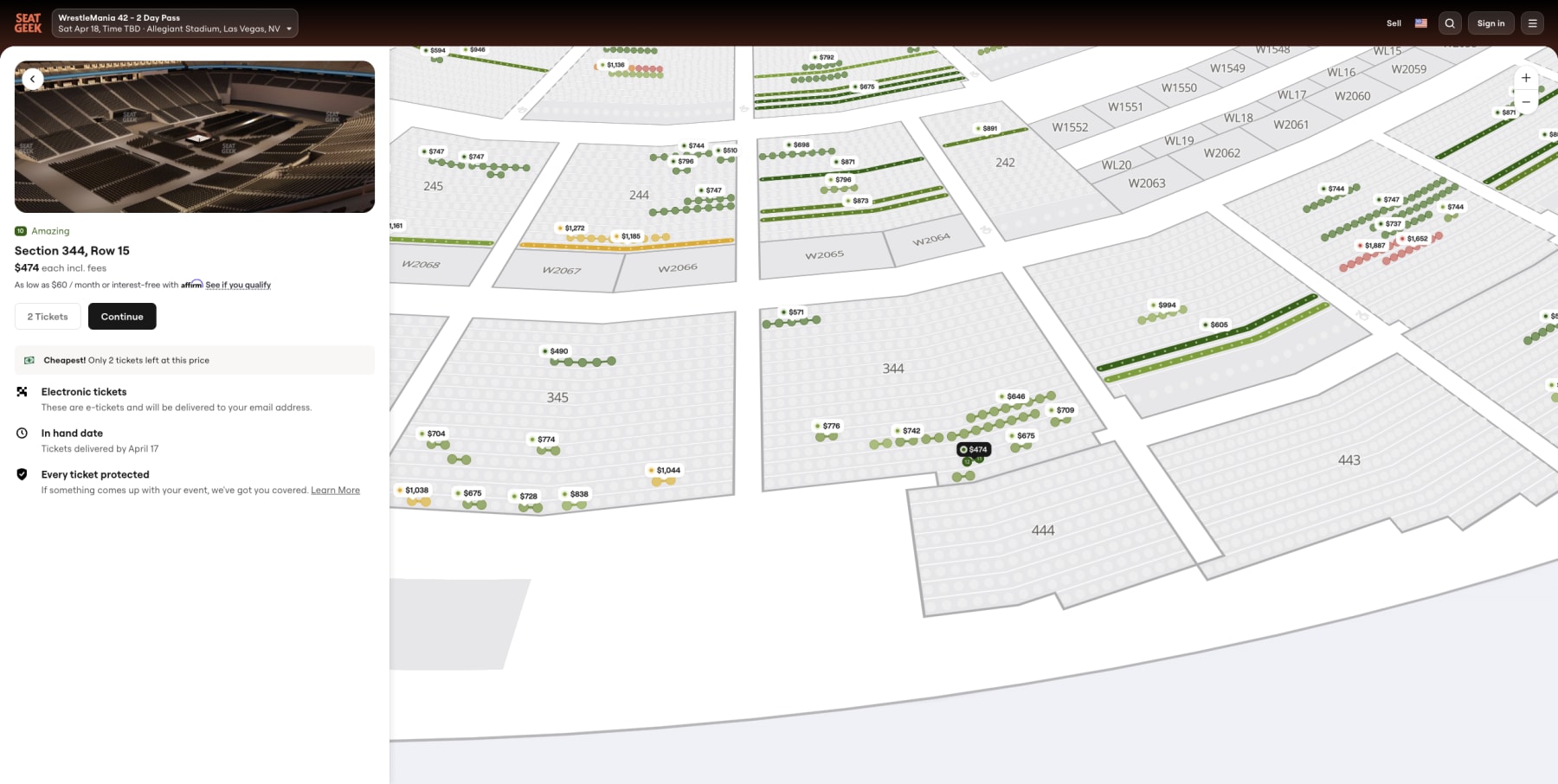 SeatGeek map