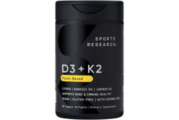 Sports Research Vegan D3 5000iu with Vitamin K2 100mg 60 Softgels: $12 w/ Subscribe & Save