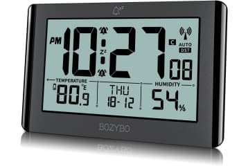 Atomic Clock with Indoor Temperature and Humidity: $15