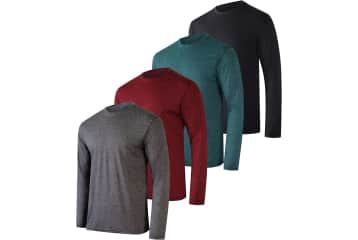 Real Essentials Men's Dry-Fit UPF 50+ Shirt 4-Pack (L only): $22