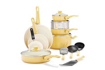 GreenLife Soft Grip Healthy Ceramic Nonstick, Frying Pan/Skillet Set, 7 and 10, Yellow