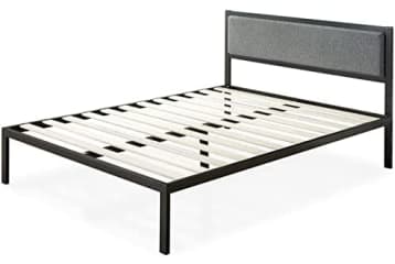 Zinus Korey Metal Full Platform Bed w Upholstered Headboard for